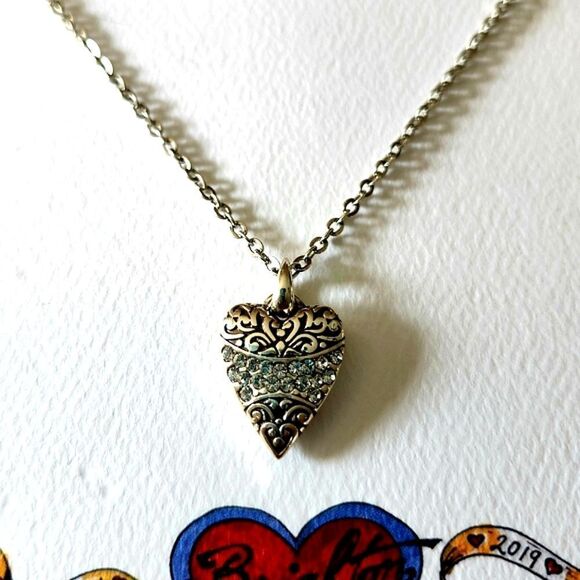 BRIGHTON "Love Is All You Need" Reversible, Silver, Crystal SWEET AND SPARKLY - Picture 3 of 9